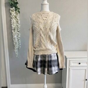 Cottagecore Sweater Blouse Small Winter Fall Cozy Aeropostale Cream Academia